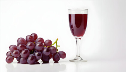 glass of grape juice on a white background