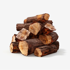 Fire logs isolated on transparent or white background сreated with Generative Ai