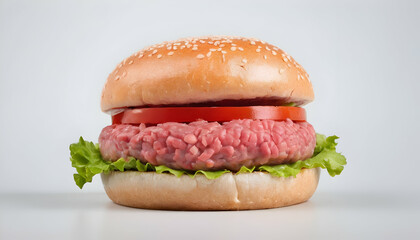 fresh raw burger meat isolated on white background