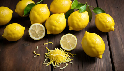 lemon zest on a woodwn background