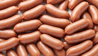 Mini sausages. Isolated on white background