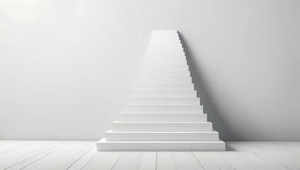 white stairway in empty room, background with copy space, space for text and design 