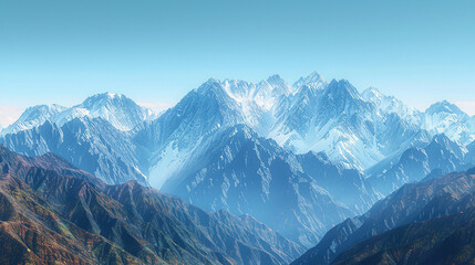 Majestic Snow-Capped Peaks Under Azure Sky