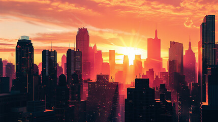 Fototapeta premium Majestic Urban Sunset