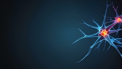 neuron on black background with copy space, space for text and design 