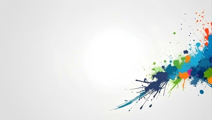 abstract colorful watercolor splash on white background with copy space, space for text and design 