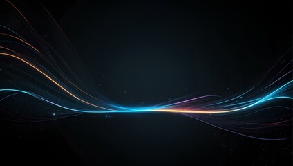 Naklejka premium abstract background with glowing wavy lines on black background with copy space, space for text and design 