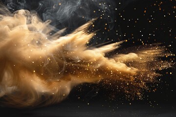 Mystic Smoke and Sparkles - Dynamic Golden splattered Dust Swirl