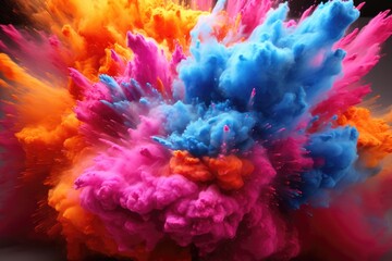 Vibrant colored powder flying in the air, great for festival or celebration concepts