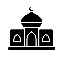 Mosque icon vector silhouette drawing illustration on a Transparent Background