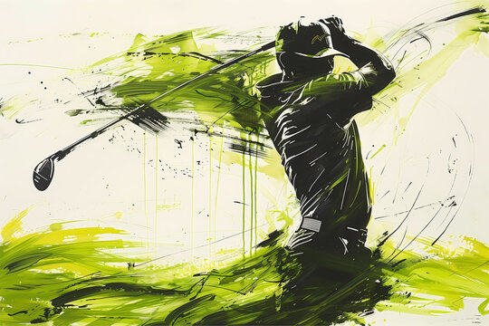 Abstract Golfer Watercolor