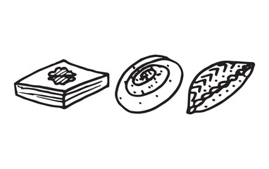 set illustration of sweet pastries for Novruz holiday