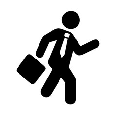 Business person running late on office icon vector graphic element illustration on a Transparent Background