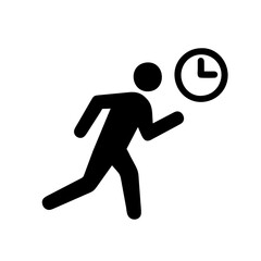 Business person running late on office icon vector graphic element illustration on a Transparent Background