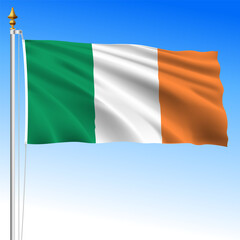 Ireland - Eire official national waving flag, European Union, vector illustration
