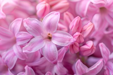 Obraz na płótnie Canvas Pink Hyacinth Flowers in Full Bloom, Exquisite Floral Composition on White Background with Soft Focus and Copy Space, Perfect for Spring Concepts