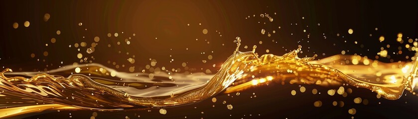 An abstract concept of a liquid gold wave splashing with elegance representing luxury