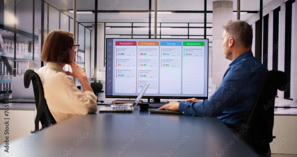 Aufkleber agile scrum management and kanban schedule