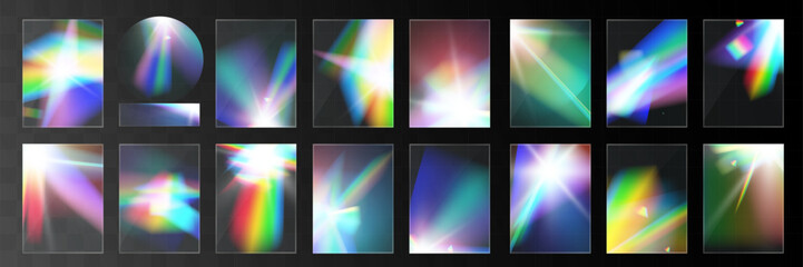 Crystal light glasses rainbow reflection set effect.Template optical,lights,glare.	
