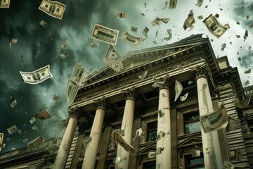 Fototapeta premium Significant Bank crisis. Business financial failure. Generate Ai
