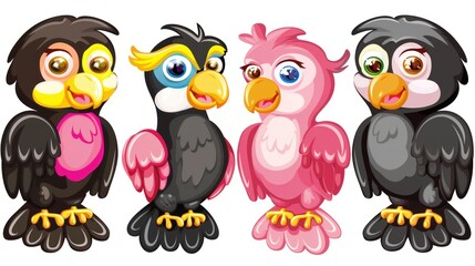 a group of three birds standing next to each other on a white background stock photo - budget - free stock photos, royalty - free stock photos & images.