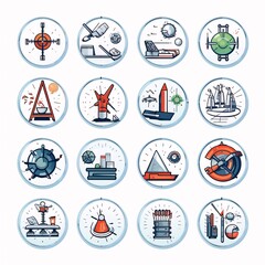 Set of icons on the theme of space exploration. Vector illustration.