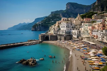 Vitrage gordijnen Positano strand, Amalfi kust, Italië Amalfi coast, Italy