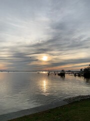 sunset over the river