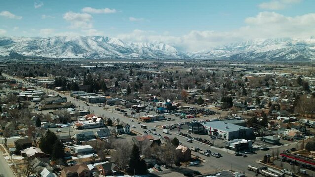 Aerial View of Mountain Town in Utah