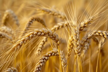 Fototapeta premium Barley wheat background. Cereal farm. Generate Ai