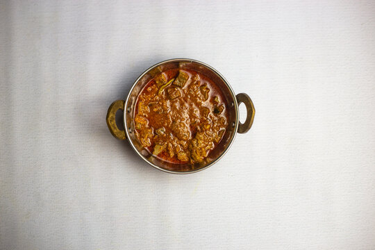 Beef Liver Masala Karahi or Kolija Bhuna served in karahi isolated on background top view of bangladeshi, indian and pakistani traditional spicy food