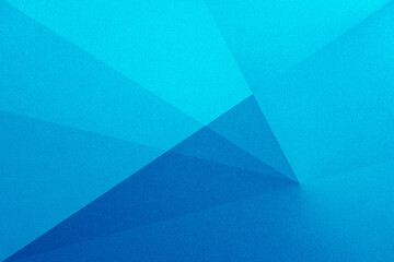Light bright neon electric metallic cyan agua blue abstract pattern background. Geometric shape. Line triangle angle fold polygon diamond 3D. Color gradient. Rough grain noise. Matte shimmer. Design.