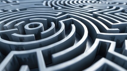 Complex silver maze puzzle from top view - A highly detailed image of a complex silver maze labyrinth showcasing a top-down perspective