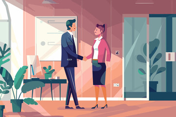Forging strong business relationships: Businessman shakes hands with client, symbolizing trust, loyalty, and long-term partnerships in customer service