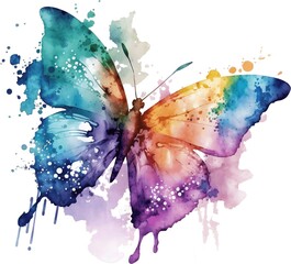 Abstract multi-colored watercolor butterfly - 765156199