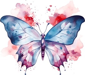 Abstract multi-colored watercolor butterfly