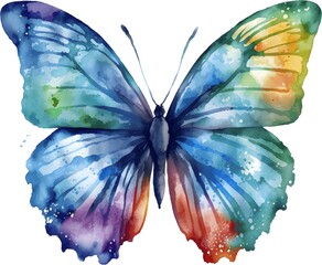 Abstract multi-colored watercolor butterfly - 765156380