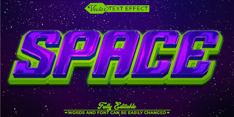 Fototapeta na wymiar Shiny Purple Space Vector Editable Text Effect Template