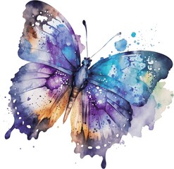 Abstract multi-colored watercolor butterfly - 765156591