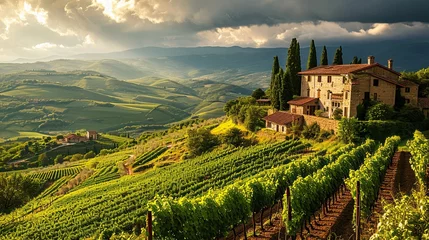 Poster Toscane Scenic vineyard in Italy