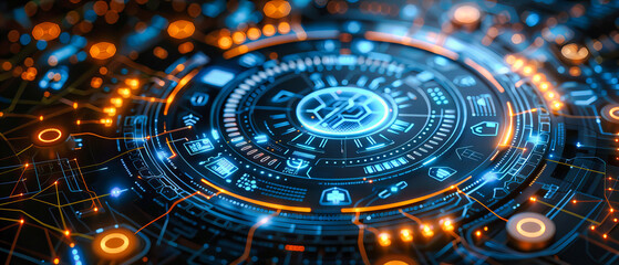 Obraz premium Navigating the Digital Frontier: A Symphony of Connections in a World Wired by the Pulse of Technology