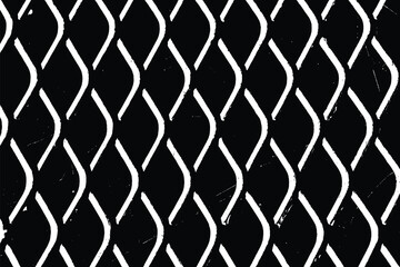 Rhombus fence surface texture vector overlay. Wire diamond shape fence, black white. Rabitz background with rhombus cell, heavy duty protection barrier made of metal steel grid. Grid or mesh trace.