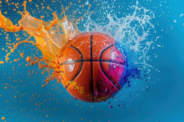 Basketball ball colorful. Play competition. Generate Ai - obrazy, fototapety, plakaty