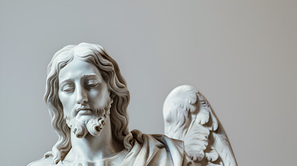 Statue of 'Jesus christ of Nazareth' on white background copy space  - obrazy, fototapety, plakaty