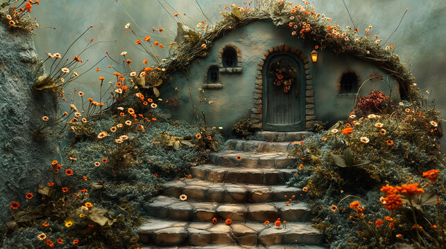 Enchanted hobbit house maquette