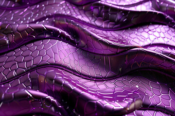 Purple faux leather with a lizard scale pattern in waves with a lilac tint. Abstract background