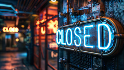 Neon "CLOSED" sign at night