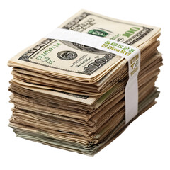 Stack of money dollar on transparent background, png	