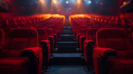 Melancholic Cinema Hall - A Soft Spotlight on Premium Red Seats