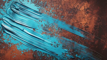 Blue and copper abstract painting. This image is perfect for a variety of creative projects, including web design, print design, and advertising.